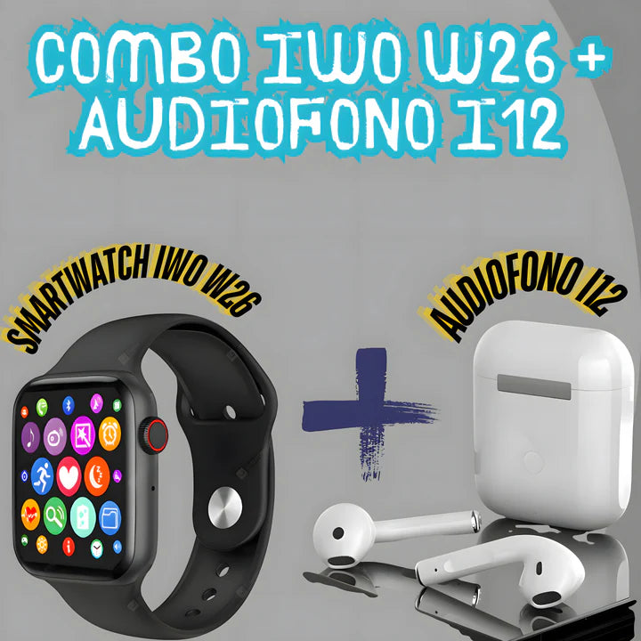 COMBO SMARTWATCH IWO W26 + AUDIOFONOS BLUETOOTH i12